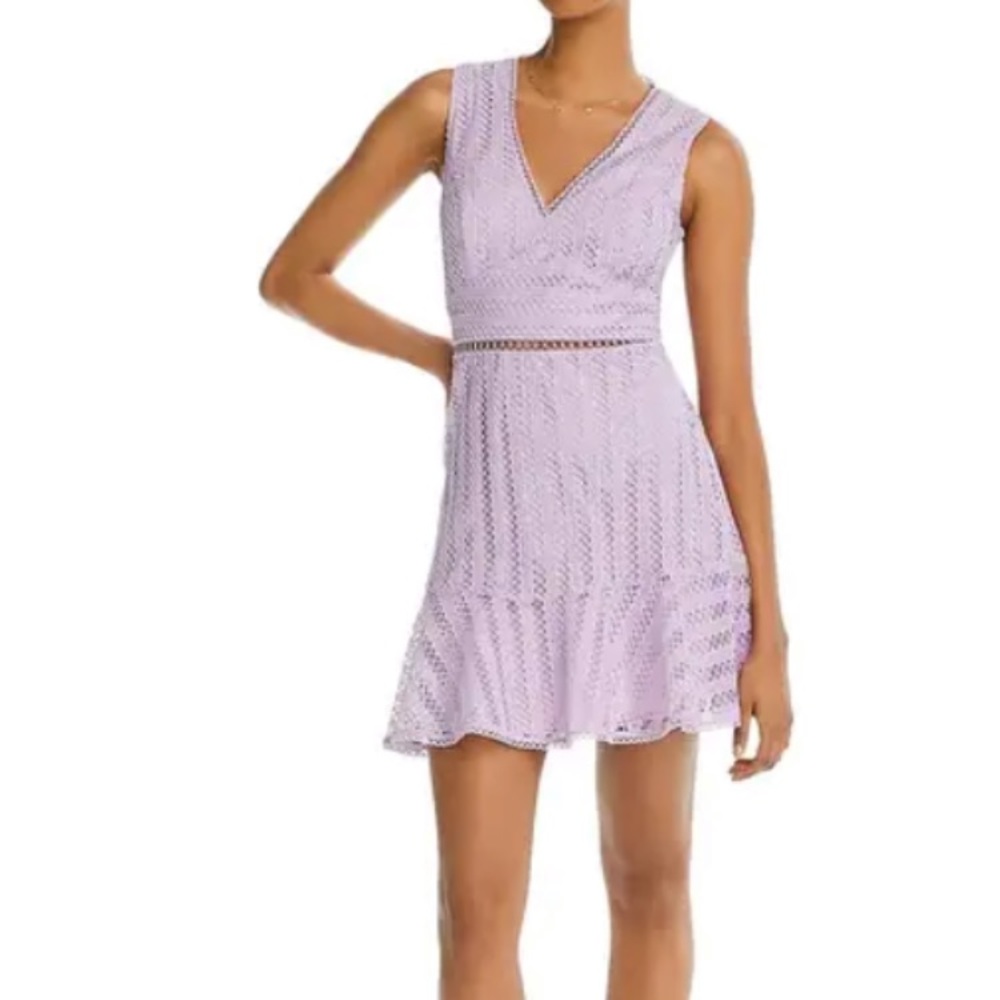Aqua lace V-Neck lavender cocktail dress Size L